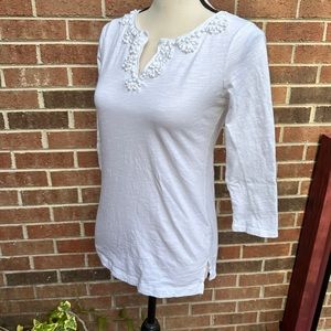 Talbots size petite 3/4 sleeve white blouse